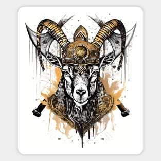 Viking Battle Goat Grunge Style Magnet